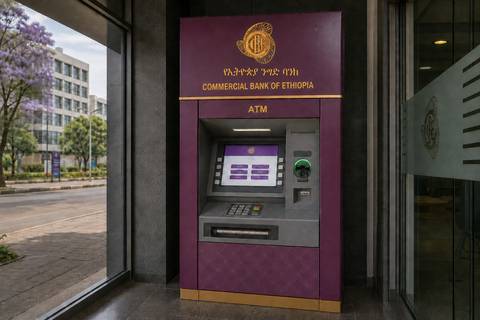 Commercial Bank of Ethiopia ATM near an Ethiopian university