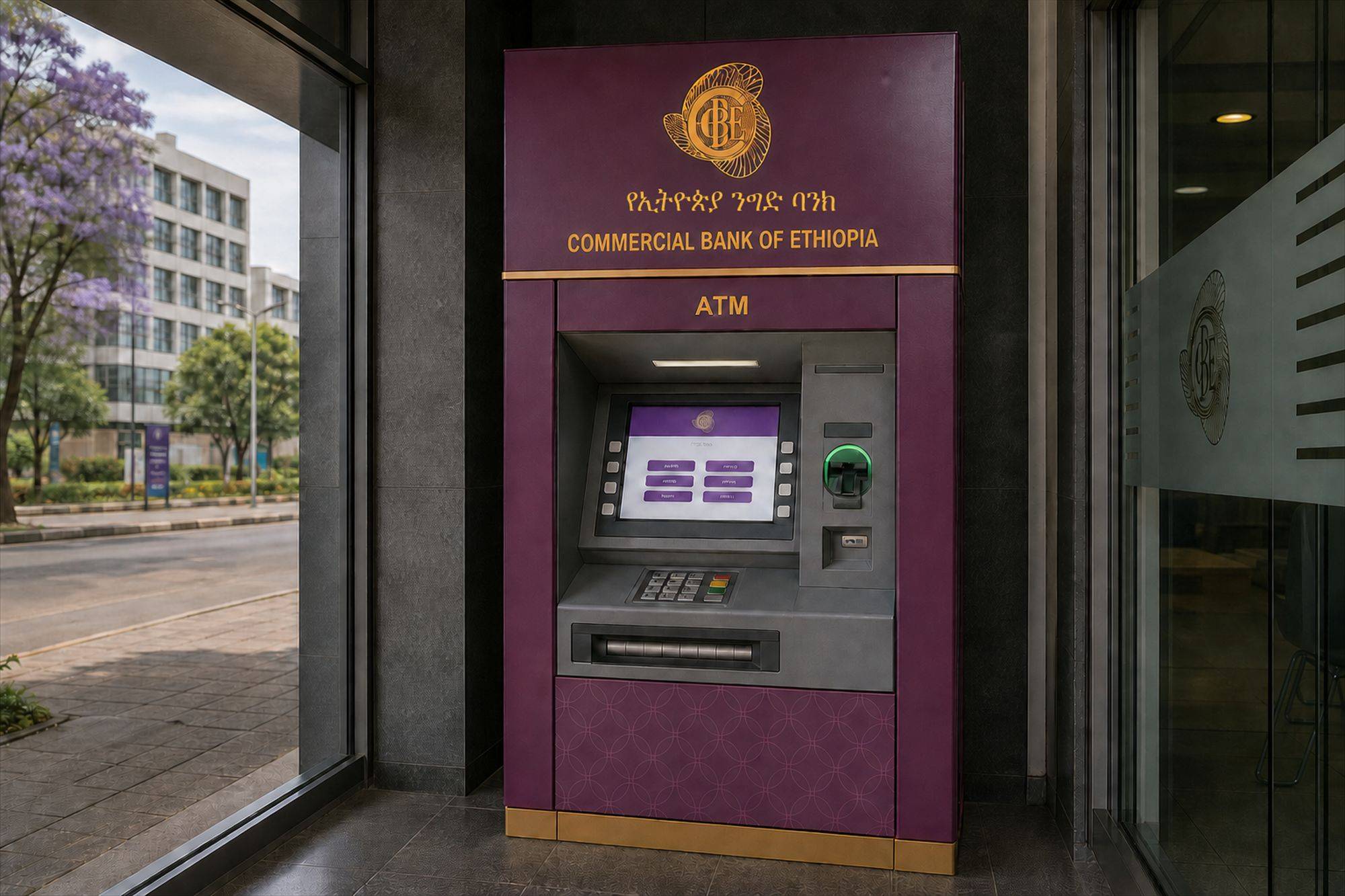 Commercial Bank of Ethiopia ATM near an Ethiopian university